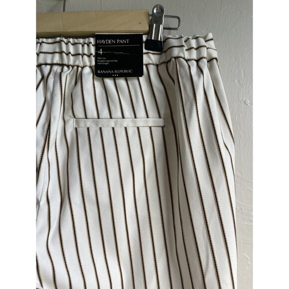 New! Banana Republic Factory Hayden White Tan Black Striped Pants Size 4 Rayon B - Picture 9 of 10